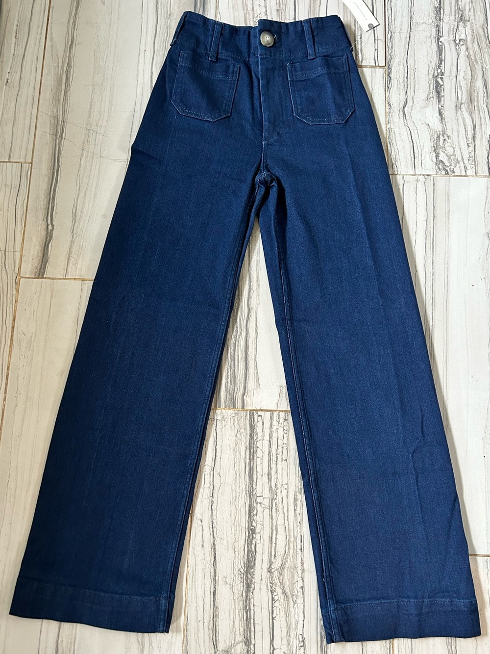 NWT Anthropologie Maeve The Colette Dark Blue Wide Leg Stretch Jeans
